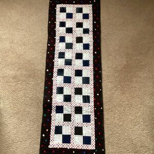 Handmade Rectangle Reversable Table Runner Topper Recycled Jeans Table Linens